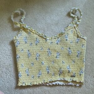 Hollister Yellow Floral Smocked Top